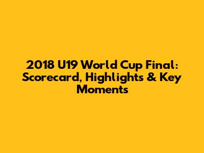 2018 U19 World Cup Final: Scorecard, Highlights & Key Moments