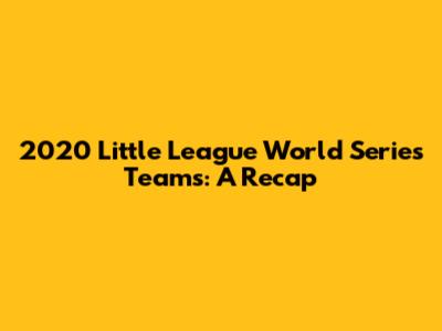 2020 Little League World Series Teams: A Recap