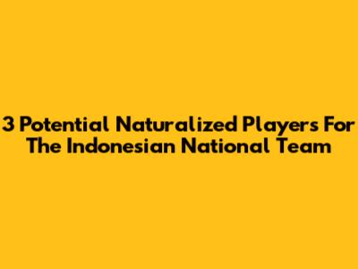 3 Potential Naturalized Players For The Indonesian National Team