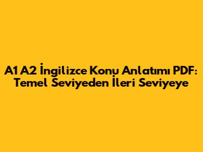 A1 A2 İngilizce Konu Anlatımı PDF: Temel Seviyeden İleri Seviyeye