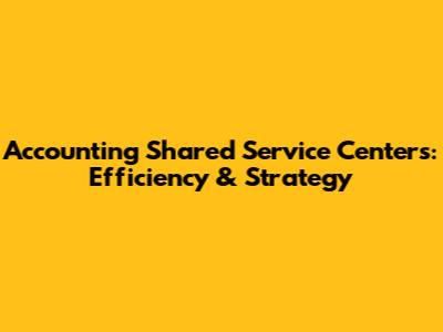 Accounting Shared Service Centers: Efficiency & Strategy