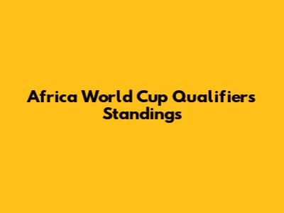 Africa World Cup Qualifiers Standings