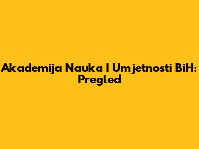 Akademija Nauka I Umjetnosti BiH: Pregled
