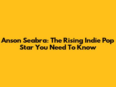 Anson Seabra: The Rising Indie Pop Star You Need To Know