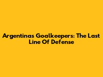 Argentina's Goalkeepers: The Last Line Of Defense