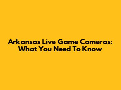 Arkansas Live Game Cameras: What You Need To Know