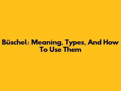 Büschel: Meaning, Types, And How To Use Them