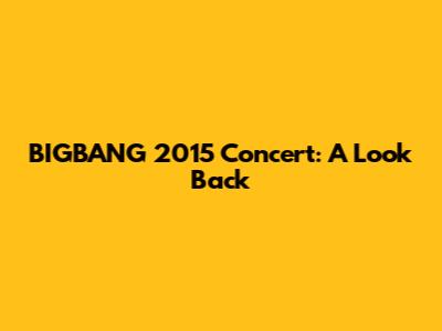 BIGBANG 2015 Concert: A Look Back