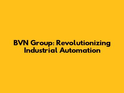 BVN Group: Revolutionizing Industrial Automation
