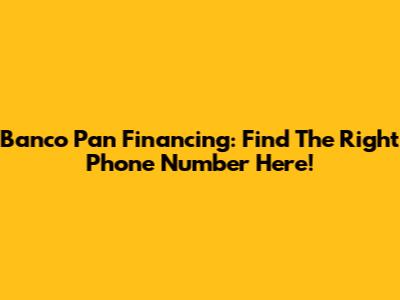 Banco Pan Financing: Find The Right Phone Number Here!