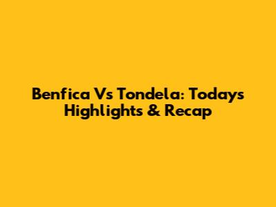 Benfica Vs Tondela: Today's Highlights & Recap