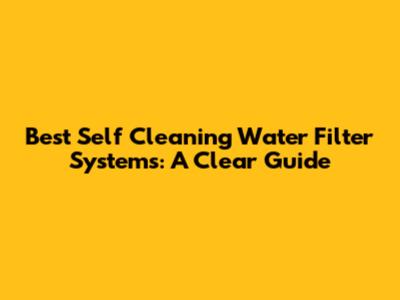 Best Self Cleaning Water Filter Systems: A Clear Guide