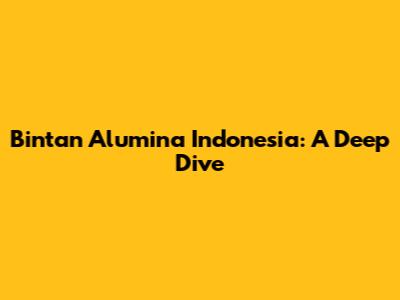 Bintan Alumina Indonesia: A Deep Dive