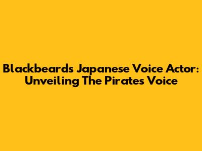 Blackbeard's Japanese Voice Actor: Unveiling The Pirate's Voice