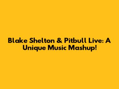 Blake Shelton & Pitbull Live: A Unique Music Mashup!