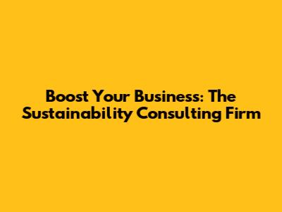 Boost Your Business: The Sustainability Consulting Firm