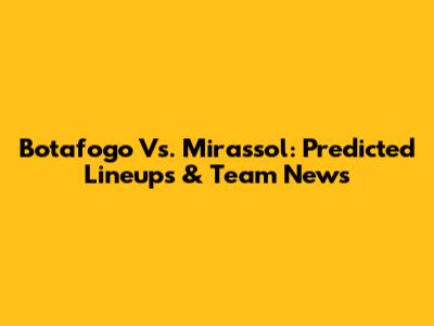Botafogo Vs. Mirassol: Predicted Lineups & Team News