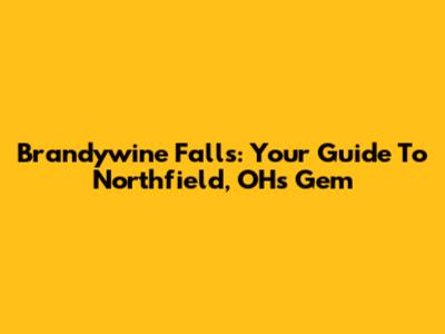 Brandywine Falls: Your Guide To Northfield, OH's Gem