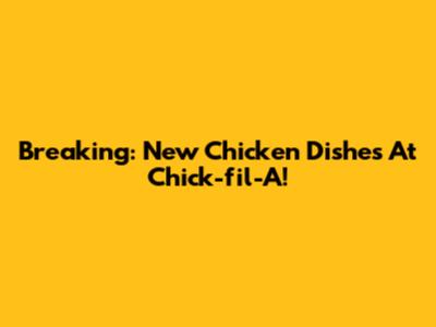 Breaking: New Chicken Dishes At Chick-fil-A!