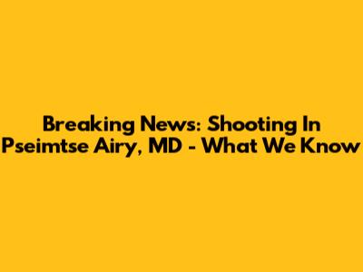 Breaking News: Shooting In Pseimtse Airy, MD - What We Know