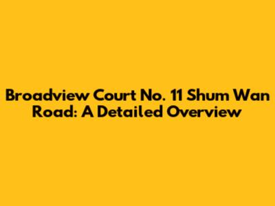 Broadview Court No. 11 Shum Wan Road: A Detailed Overview
