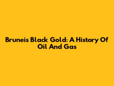 Brunei's Black Gold: A History Of Oil And Gas