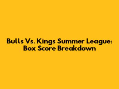Bulls Vs. Kings Summer League: Box Score Breakdown