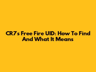CR7's Free Fire UID: How To Find And What It Means