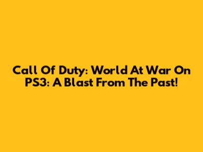 Call Of Duty: World At War On PS3: A Blast From The Past!