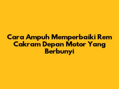 Cara Ampuh Memperbaiki Rem Cakram Depan Motor Yang Berbunyi