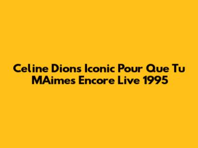Celine Dion's Iconic 'Pour Que Tu M'Aimes Encore' Live 1995