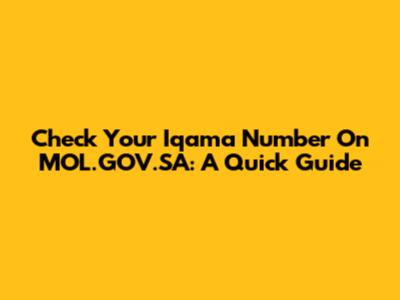 Check Your Iqama Number On MOL.GOV.SA: A Quick Guide
