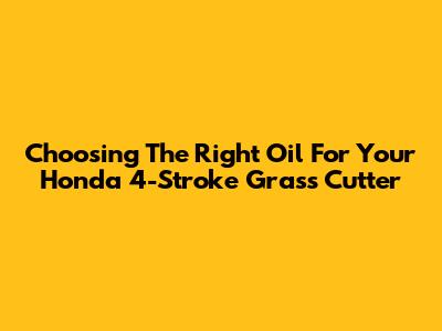 Choosing The Right Oil For Your Honda 4-Stroke Grass Cutter