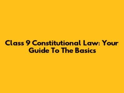 Class 9 Constitutional Law: Your Guide To The Basics