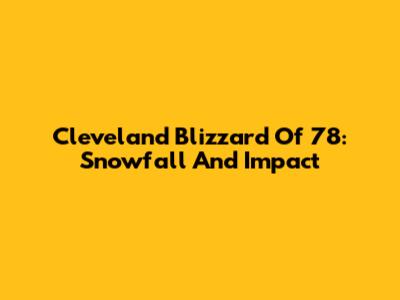 Cleveland Blizzard Of '78: Snowfall And Impact