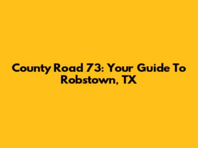 County Road 73: Your Guide To Robstown, TX