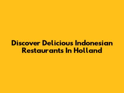 Discover Delicious Indonesian Restaurants In Holland