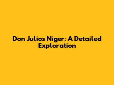 Don Julio's Niger: A Detailed Exploration