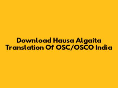 Download Hausa Algaita Translation Of OSC/OSCO India