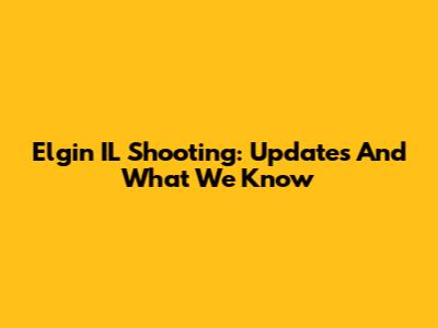 Elgin IL Shooting: Updates And What We Know