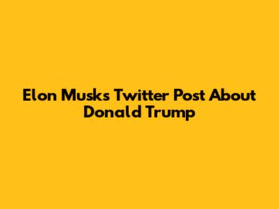 Elon Musk's Twitter Post About Donald Trump