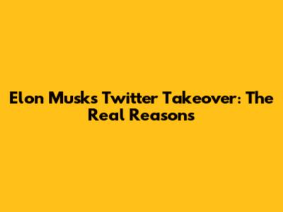 Elon Musk's Twitter Takeover: The Real Reasons