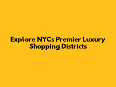 Explore NYC's Premier Luxury Shopping Districts