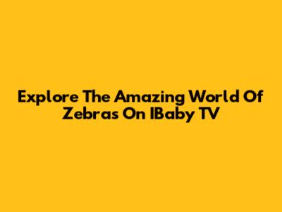 Explore The Amazing World Of Zebras On IBaby TV