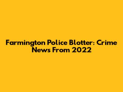 Farmington Police Blotter: Crime News From 2022