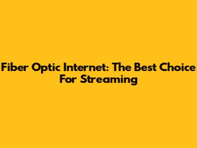 Fiber Optic Internet: The Best Choice For Streaming