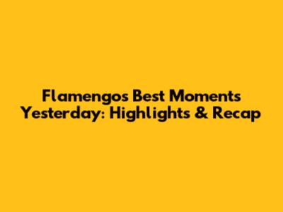 Flamengo's Best Moments Yesterday: Highlights & Recap