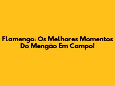 Flamengo: Os Melhores Momentos Do Mengão Em Campo!