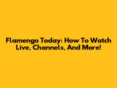 Flamengo Today: How To Watch Live, Channels, And More!