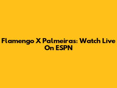Flamengo X Palmeiras: Watch Live On ESPN